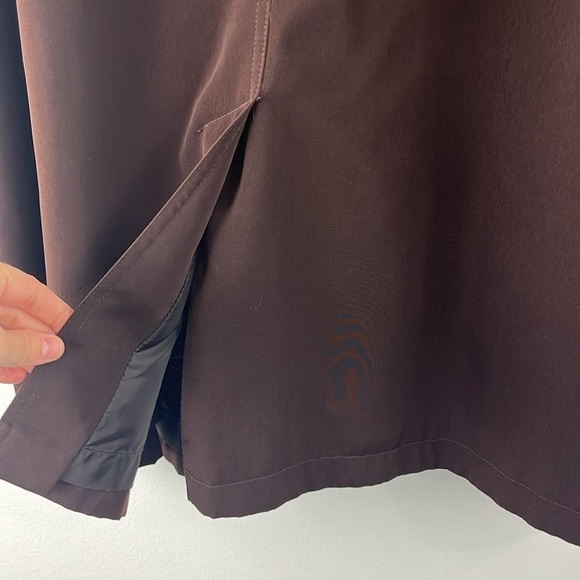 Gallery All Weather Brown Hooded Button Zip Trench Coat Womens Size L Classic - Picture 13 of 16